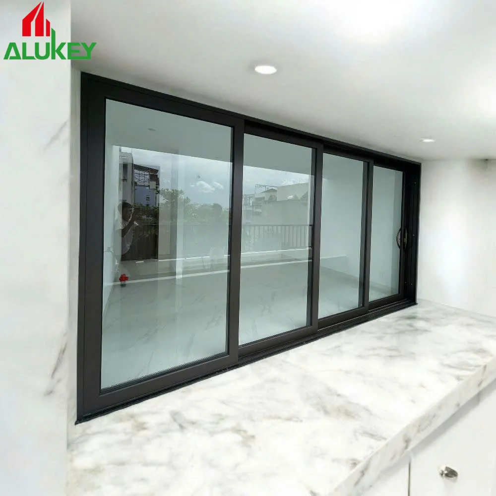 Cửa đi 4 cánh mở trượt nhôm Alukey hệ 145