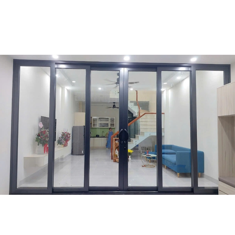 Cửa đi mở trượt nâng 6 cánh hệ 145 nhôm Alukey