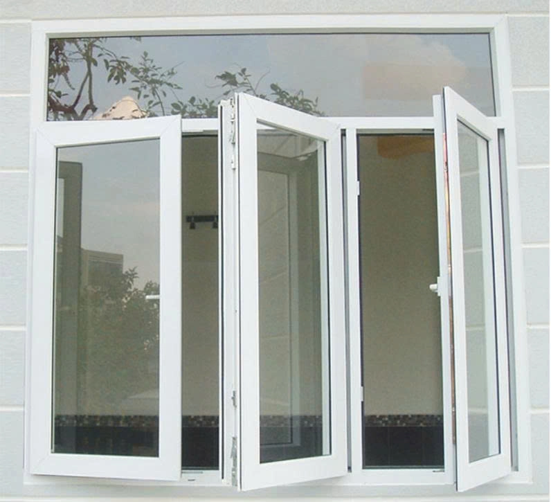 Cửa sổ mở quay 3 cánh nhôm Xingfa màu trắng