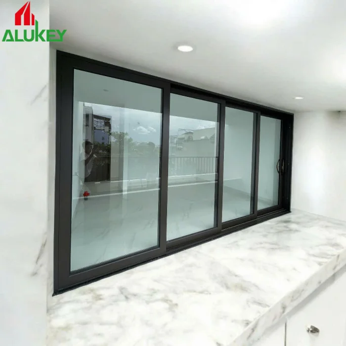 Cửa đi 4 cánh mở trượt nhôm Alukey hệ 145