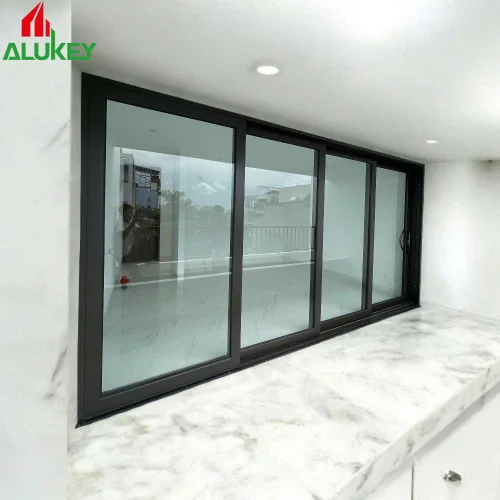 Cửa đi 4 cánh mở trượt nhôm Alukey hệ 145